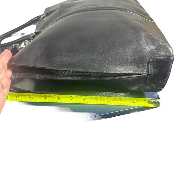 Hobo International Black Leather Briefcase Laptop Bag Shoulder Strap Vintage - Picture 13 of 16